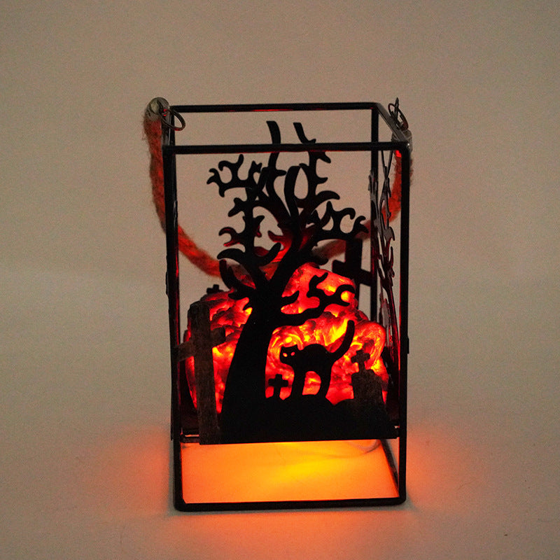 Cross-border European imitation charcoal flame lamp LED decorative lamp iron ornaments Christmas Halloween scene layout props