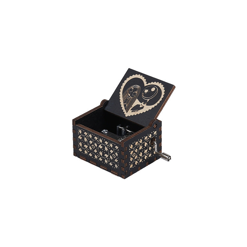 Halloween music box classical carving diy wooden hand-cranked music box boutique handicraft gift gift spot