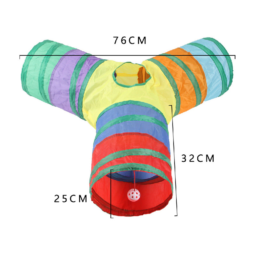 Summary Manufacturers Cross-border Pet Cat Tunnel New Products Cat Rainbow Channel Interactive Drill Bucket Foldable Cat Toy
