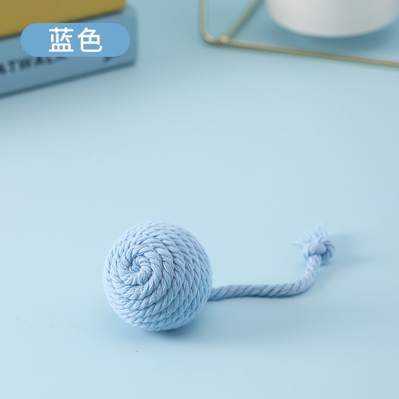 Pet Handmade Chewing Toy Hand-Pull Long Tail Cotton Ball 5cm Dog Leash Small Dog Chewing Toy Factory Wholesale