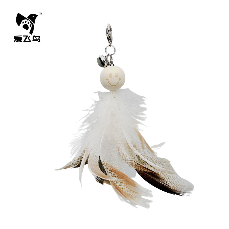 Love Bird Cat Toy Colorful Feather Bird Steel Wire Long Rod Amusing Cat Stick Replacement Head Self-Hi Bite-resistant Pet Toy