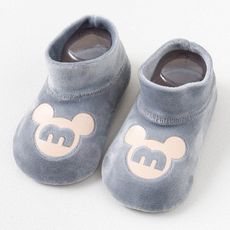 Qicai floor socks baby socks children toddler socks cartoon non-slip socks indoor shoes and socks autumn and winter plus velvet wholesale