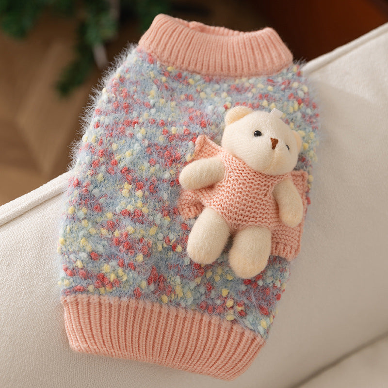 Autumn and winter joint cat clothes thick warm pullover sweater Teddy dog two-legged clothes pet clothes
