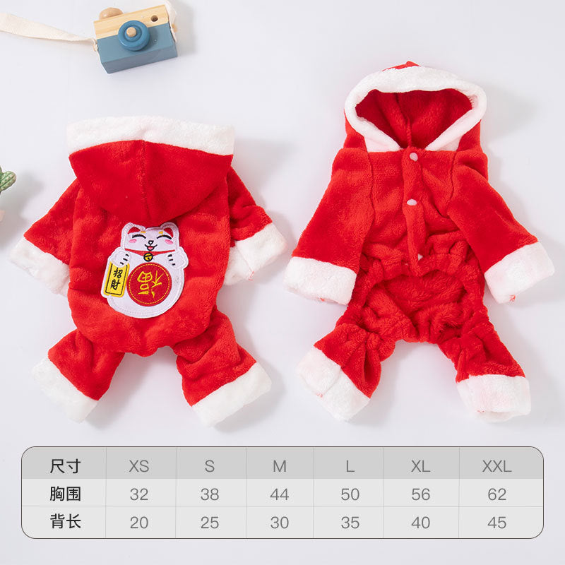 Autumn and winter dog clothes warm thick coral fleece puppy transformation clothes teddy corgi cat pet clothing wholesale