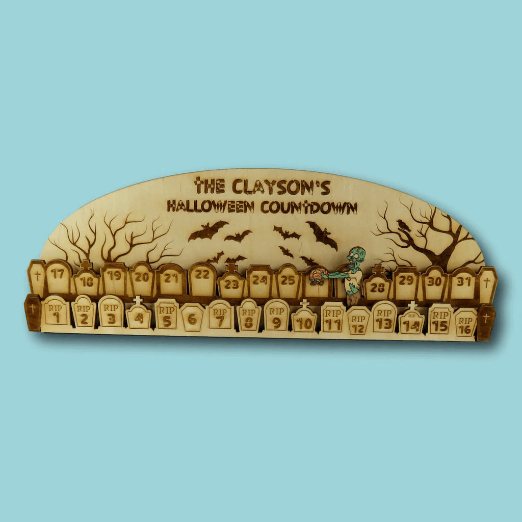 Wooden Halloween advent calendar 2023 new home Halloween advent calendar