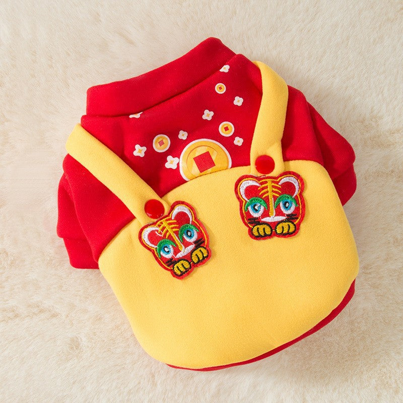 Autumn and winter dog clothes thin fleece warm hooded sweatshirt funny cat two-legged pet clothes Teddy transformation outfit