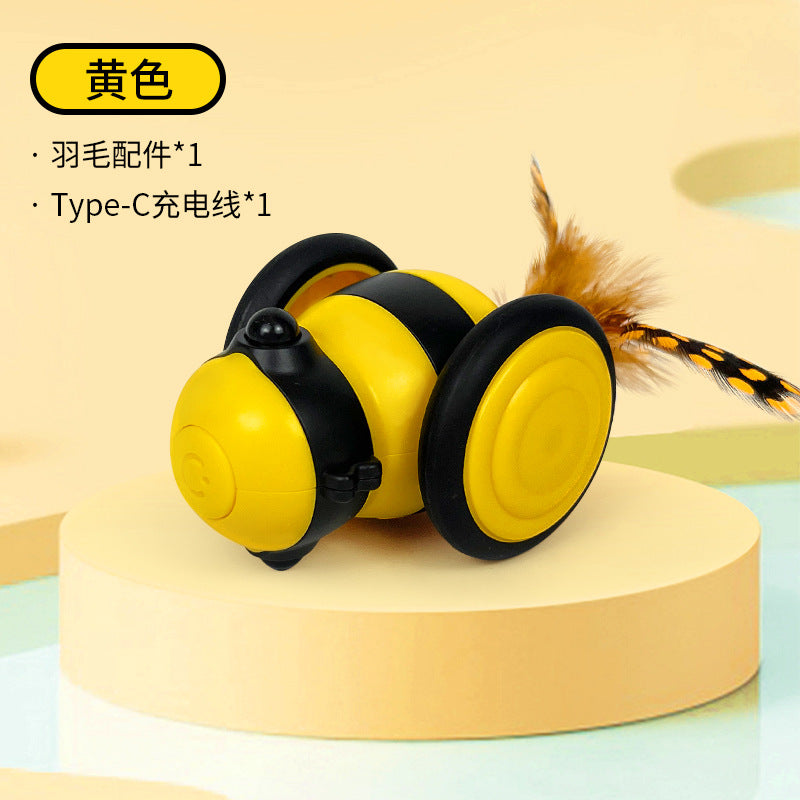 Pet electric smart cat car cat toy automatic cat with feathers cat self-entertainment running sports car Amazon