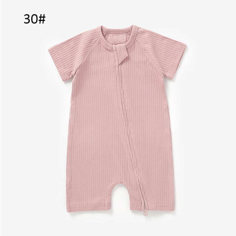 Foreign trade knitted romper short-sleeved romper ins style children's romper knitted baby romper onesie organic cotton romper