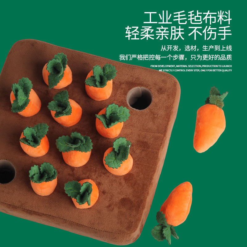 Cross-border popular internet celebrity pet chewing doll creative carrot-pulling plush toy children parent-child interactive vegetable patch