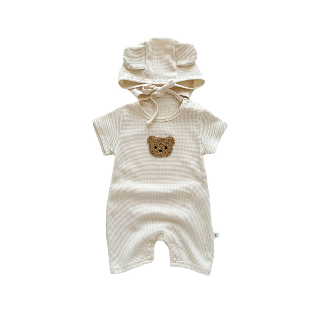 Children's clothing baby jumpsuit summer waffle bear baby clothes infant short-sleeved jumpsuit outerwear