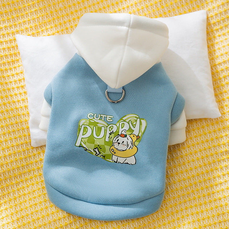 Autumn and winter dog clothes thin fleece warm hooded sweatshirt funny cat two-legged pet clothes Teddy transformation outfit