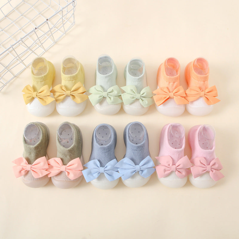 Factory goods ins spring and summer bow children's indoor shoes cute princess style baby socks shoes baby toddler shoes