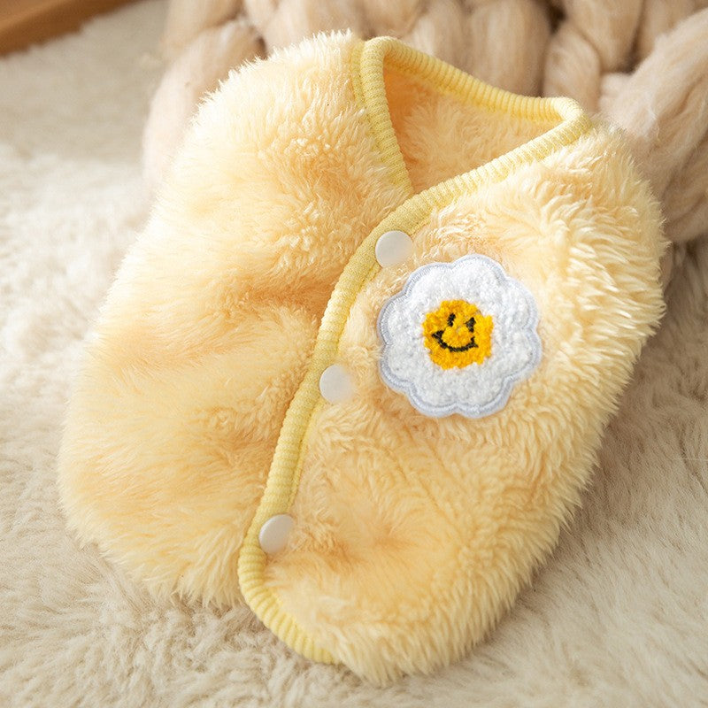 Thickened autumn and winter puppy dog clothes vest Teddy Bichon small dog can be pulled warm cat pet clothing