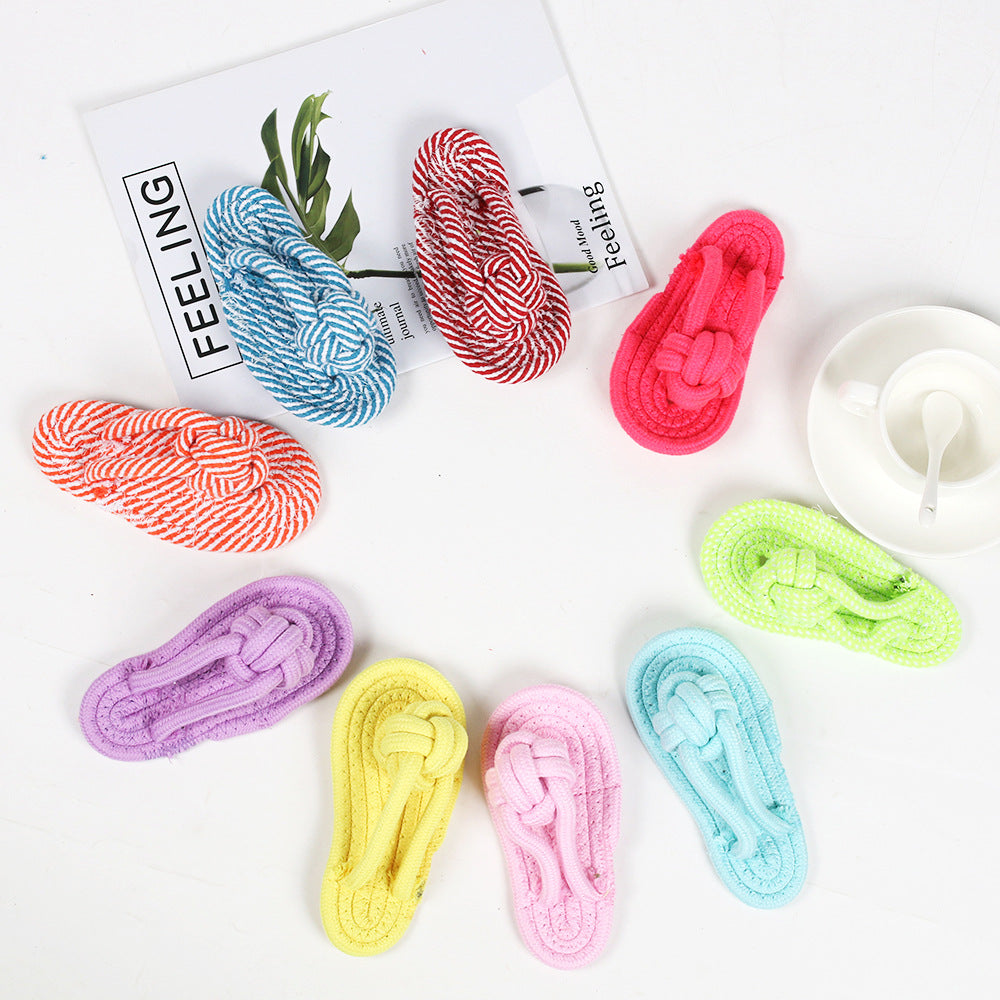 Pet Toys Manufacturer Pet Multicolor Cotton Rope Slipper Toy Teddy Bichon Frise Teething Dog Toy Wholesale