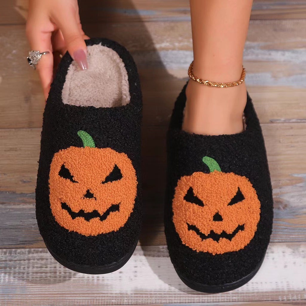 Halloween Collection Cartoon Pumpkin Funny Cotton Mops Winter Couples Indoor Home Cute Thick-soled Plush Cotton Mops