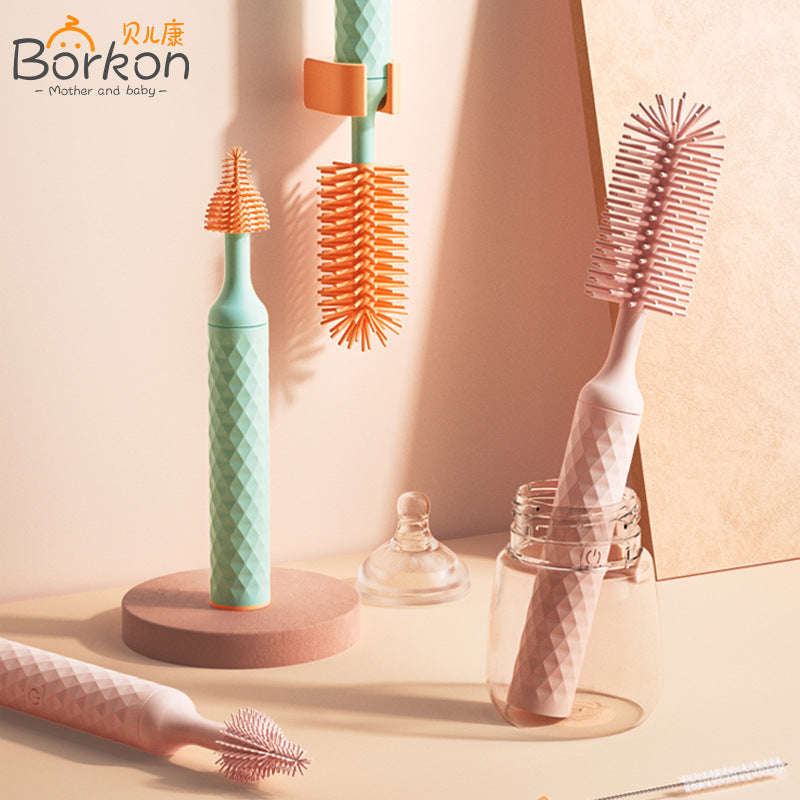 Beierkang Electric Baby Bottle Brush Waterproof 360 Degree Rotating Long Handle Silicone Straw Nipple Cleaning Brush CE ROHS