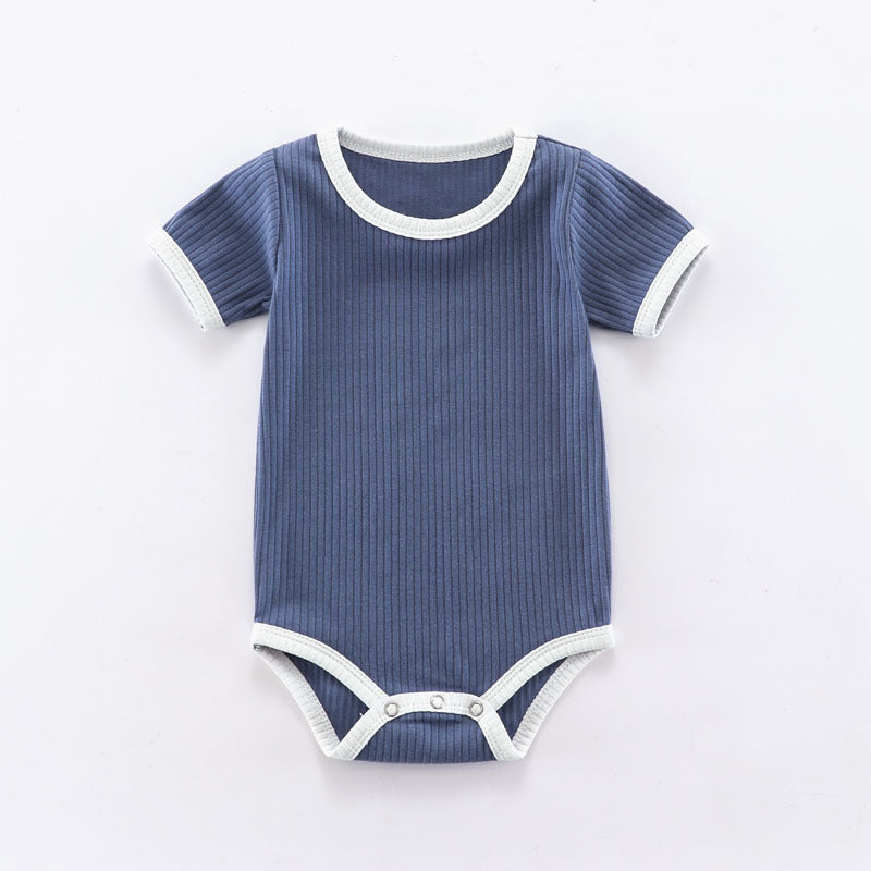 Baby spring and summer crawling clothes, baby fart clothes, ribbed baby jumpsuit, triangle romper, newborn crawling clothes