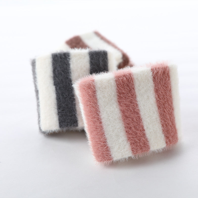 Autumn and winter baby leggings children's knee socks thick imitation mink velvet warm crawling loose striped long tube baby socks