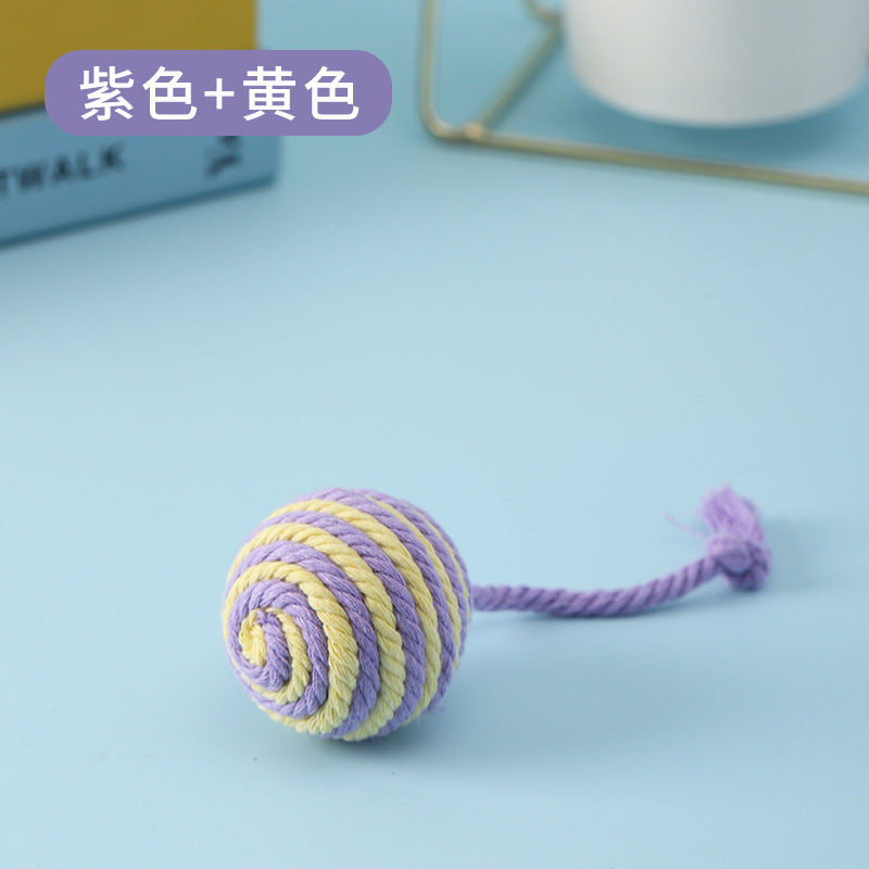 Pet Handmade Chewing Toy Hand-Pull Long Tail Cotton Ball 5cm Dog Leash Small Dog Chewing Toy Factory Wholesale