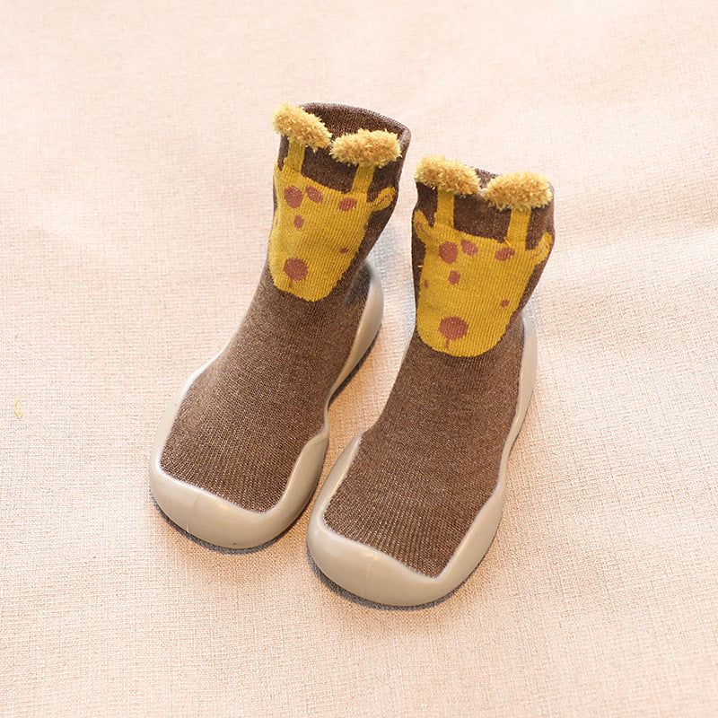 Children's socks shoes spring and autumn baby toddler shoes socks cartoon boy baby floor shoes girl baby waterproof non-slip mid-tube socks shoes