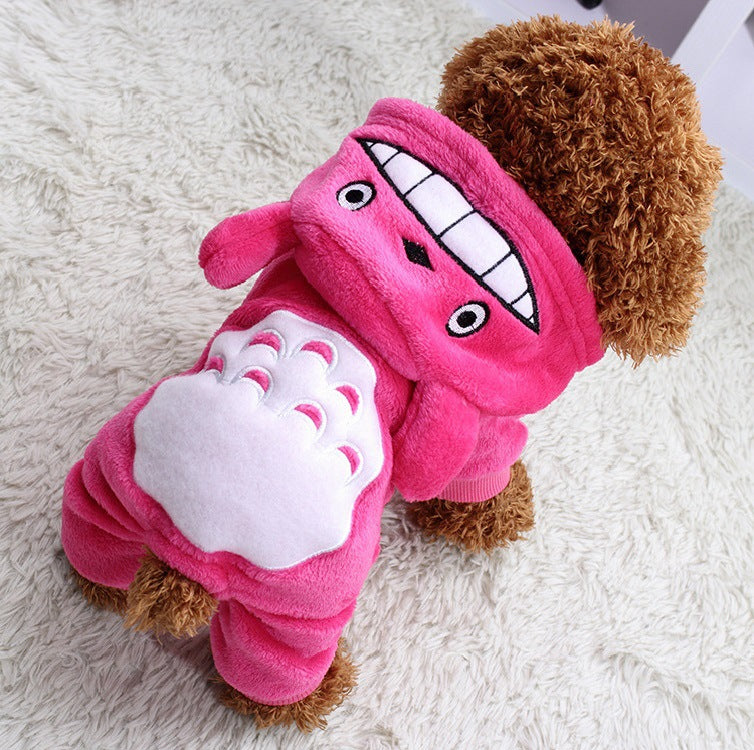 Cat Transformation Suit Teddy Small Dog Costume Warm Dog Clothes Pet Clothes Autumn and Winter Models Four-legged Hooded