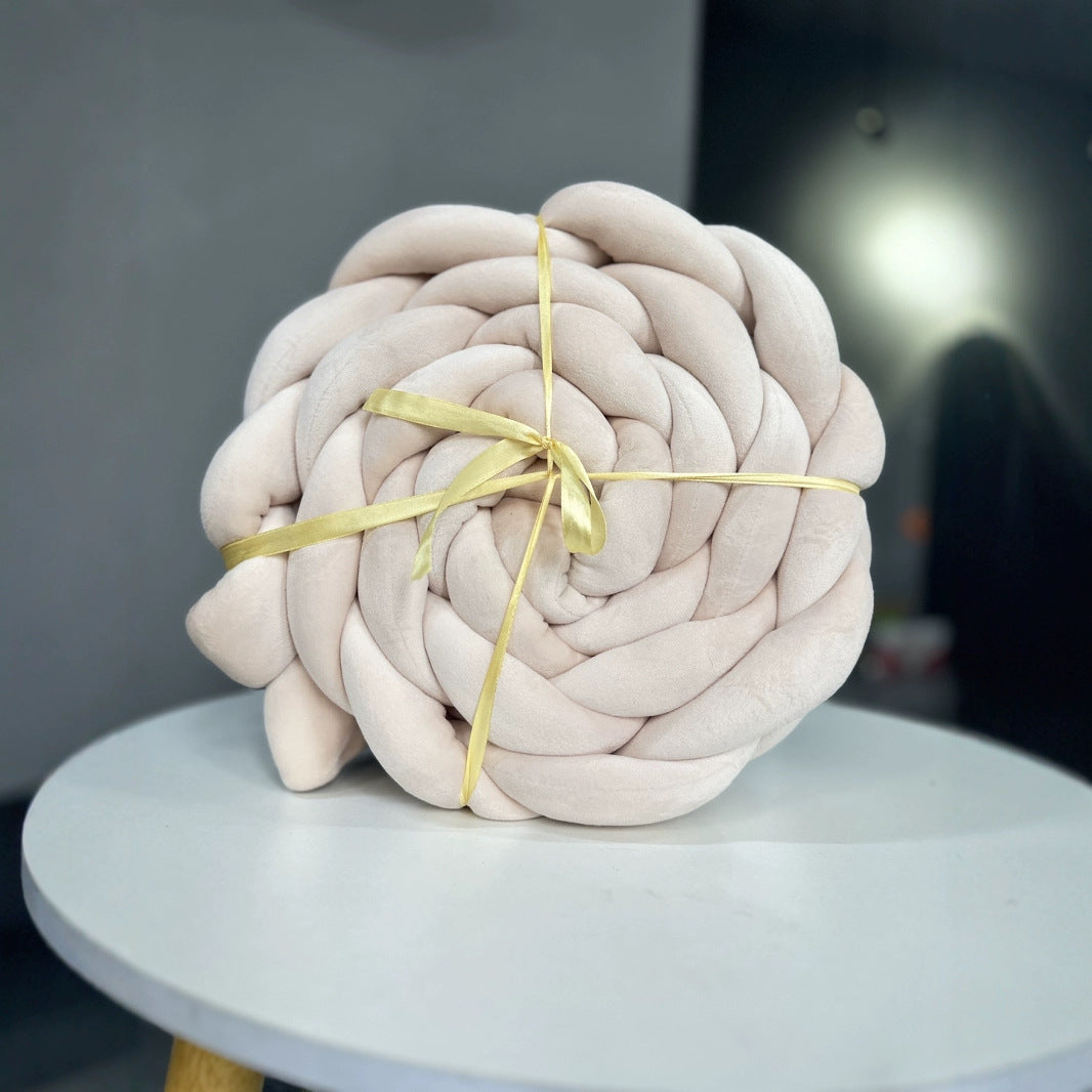 Baby crib surround ins new hand-woven long knotted ball three-strand braid anti-collision soft bag baby crib surround