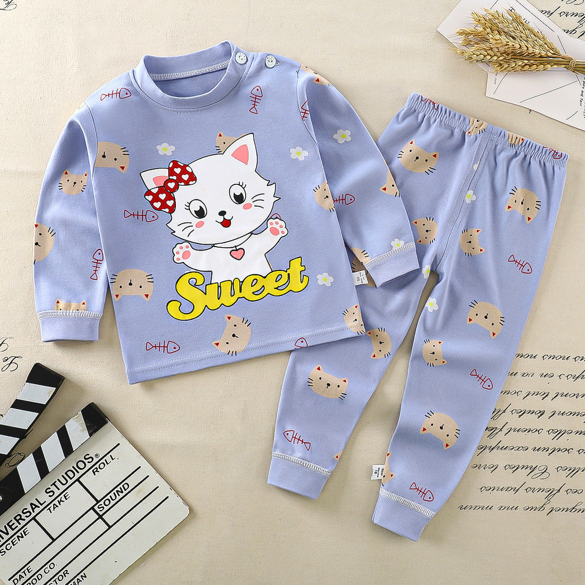 Children's underwear set cotton pajamas girls baby long johns cotton boys home clothes children's clothing wholesale