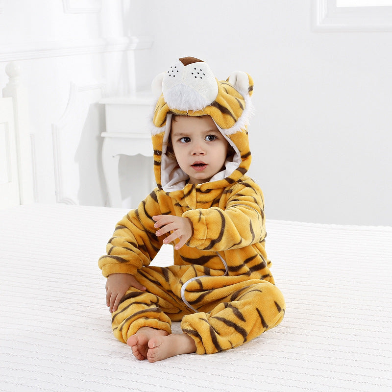 Cross-border autumn and winter baby jumpsuits, newborn clothes, flannel children's animal rompers, baby rompers