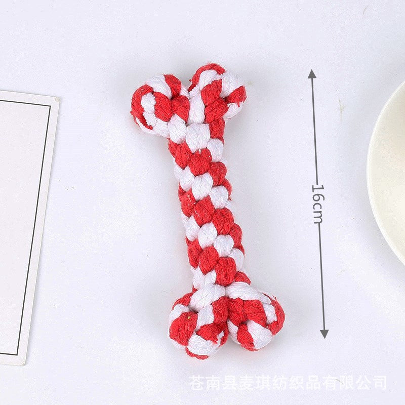 Amazon hot selling pet cotton rope dog toy braided bone shape pet supplies chew-resistant teething dog toy