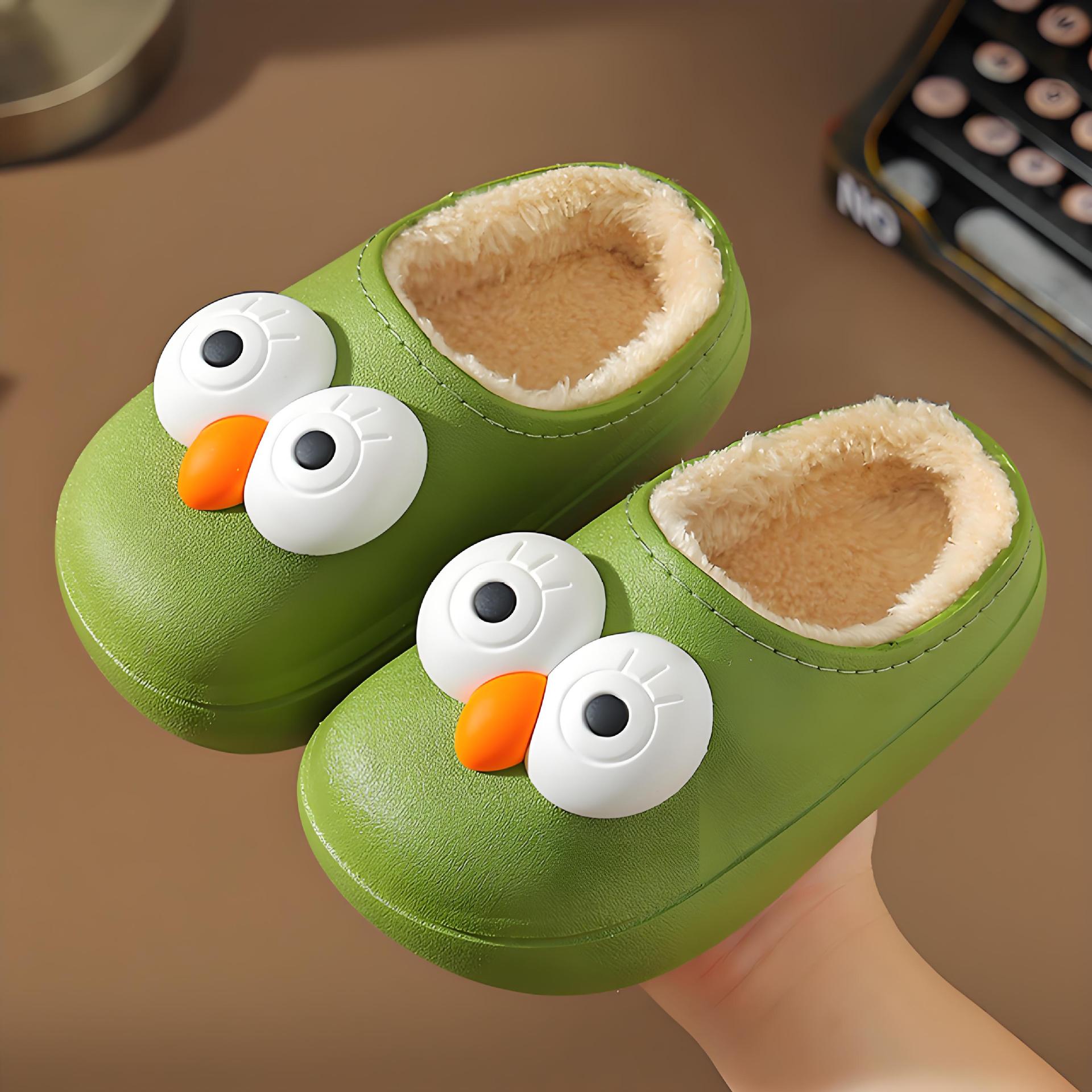 Winter waterproof, non-slip and warm for kids girls cartoon parent-child furry boys baby children cotton slippers