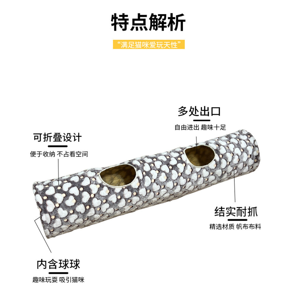 Cross-border hot-selling straight tube luminous cat tunnel self-hilarious hide-and-seek toy foldable pet supplies manufacturers wholesale