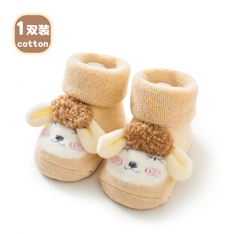 Liu Chenghang baby socks winter cartoon lamb thickened terry floor socks comfortable soft baby toddler socks wholesale