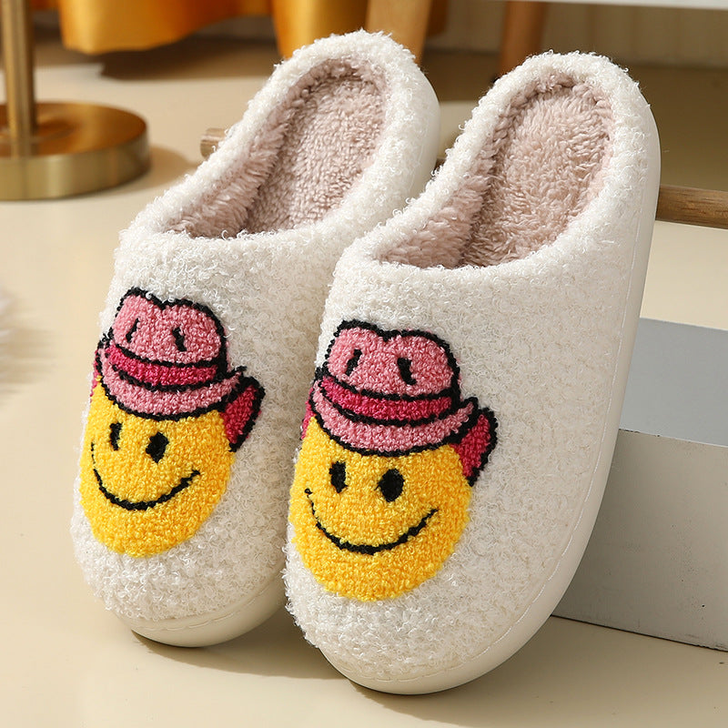 Halloween cross-border mushroom hot sale winter peach heart cotton slippers women wholesale indoor home rainbow plush warm slippers