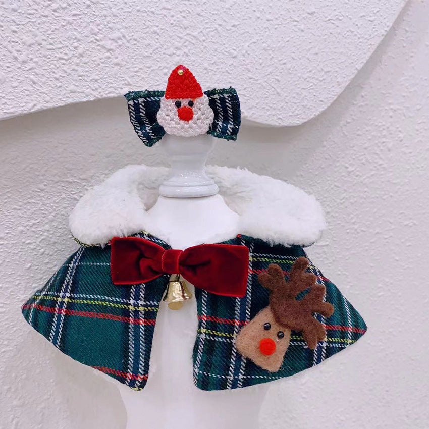 Pet Christmas clothes scarf cloak clothing New Year cat dog shawl neckband Teddy Bichon puppy cloak