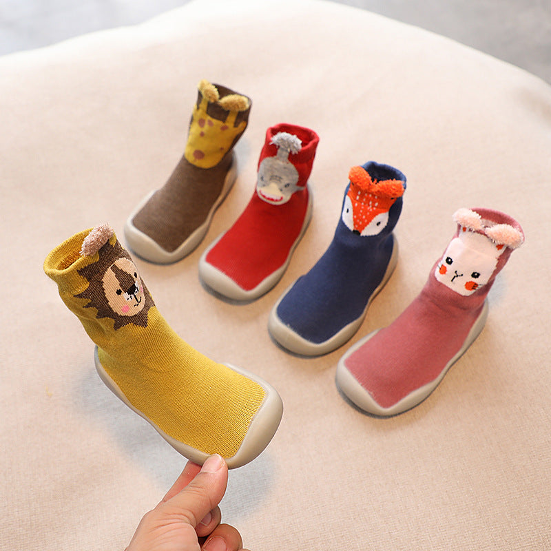 Children's socks shoes spring and autumn baby toddler shoes socks cartoon boy baby floor shoes girl baby waterproof non-slip mid-tube socks shoes