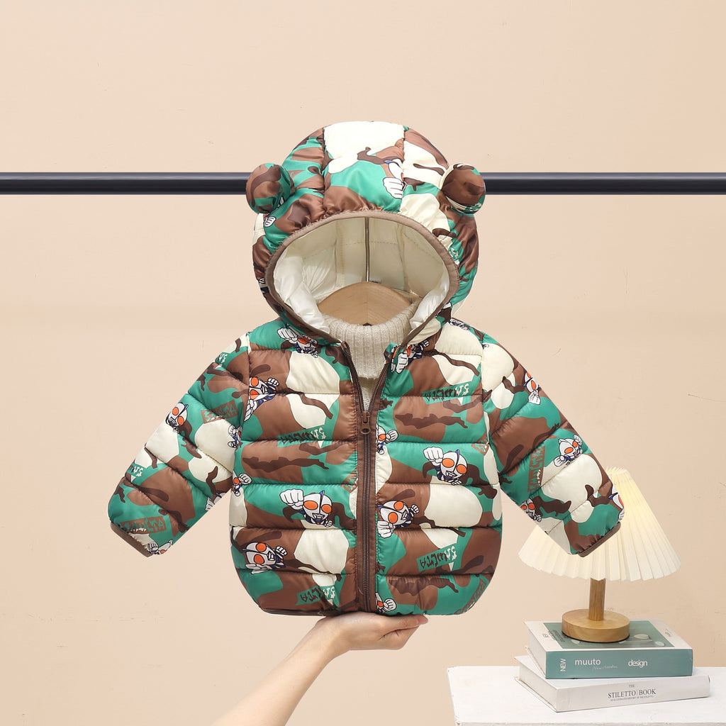 Foreign trade 2025 autumn and winter new cartoon children's down cotton jackets for boys and girls medium and large children's light baby jackets