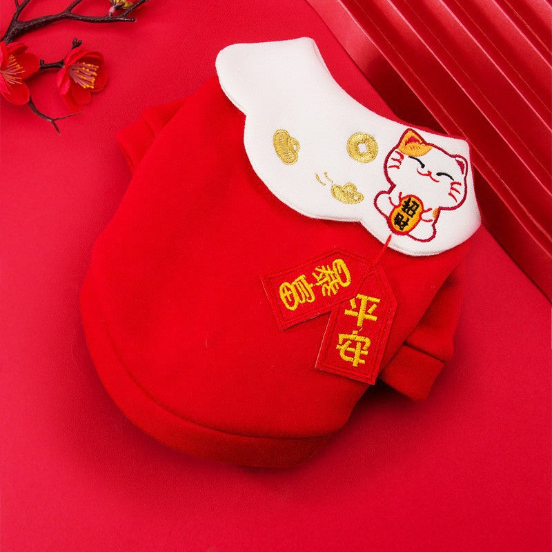 Autumn and winter dog clothes thin fleece warm hooded sweatshirt funny cat two-legged pet clothes Teddy transformation outfit
