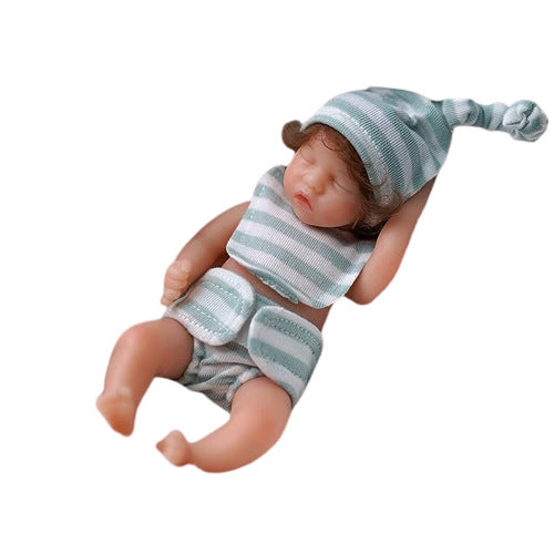 6inch rebirth doll miniature girl with curly hair and smiley face washable soft simulation baby child companion doll