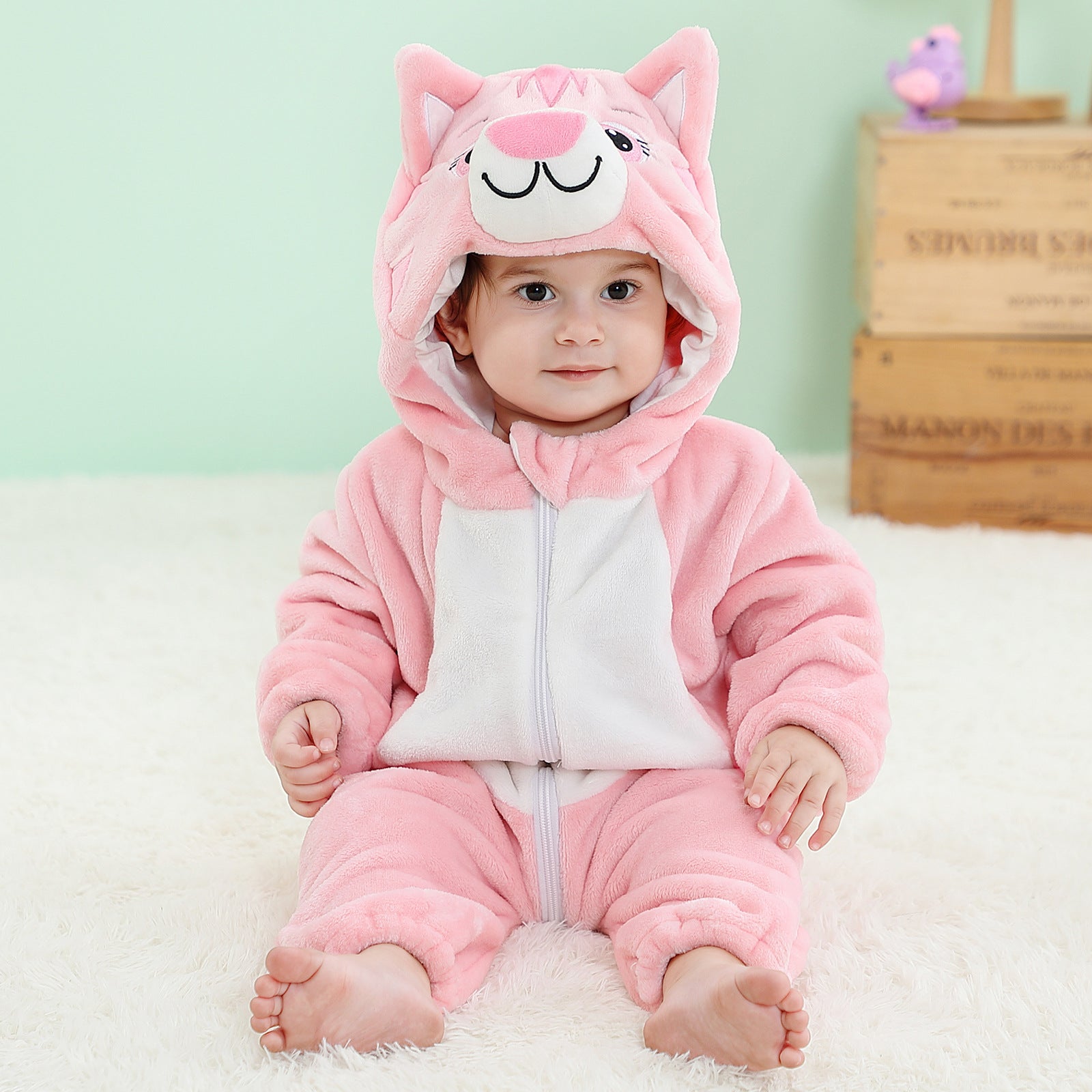 MICHLEY cross-border children's animal jumpsuits crawling clothes baby large size crawling clothes infant flannel crawling clothes