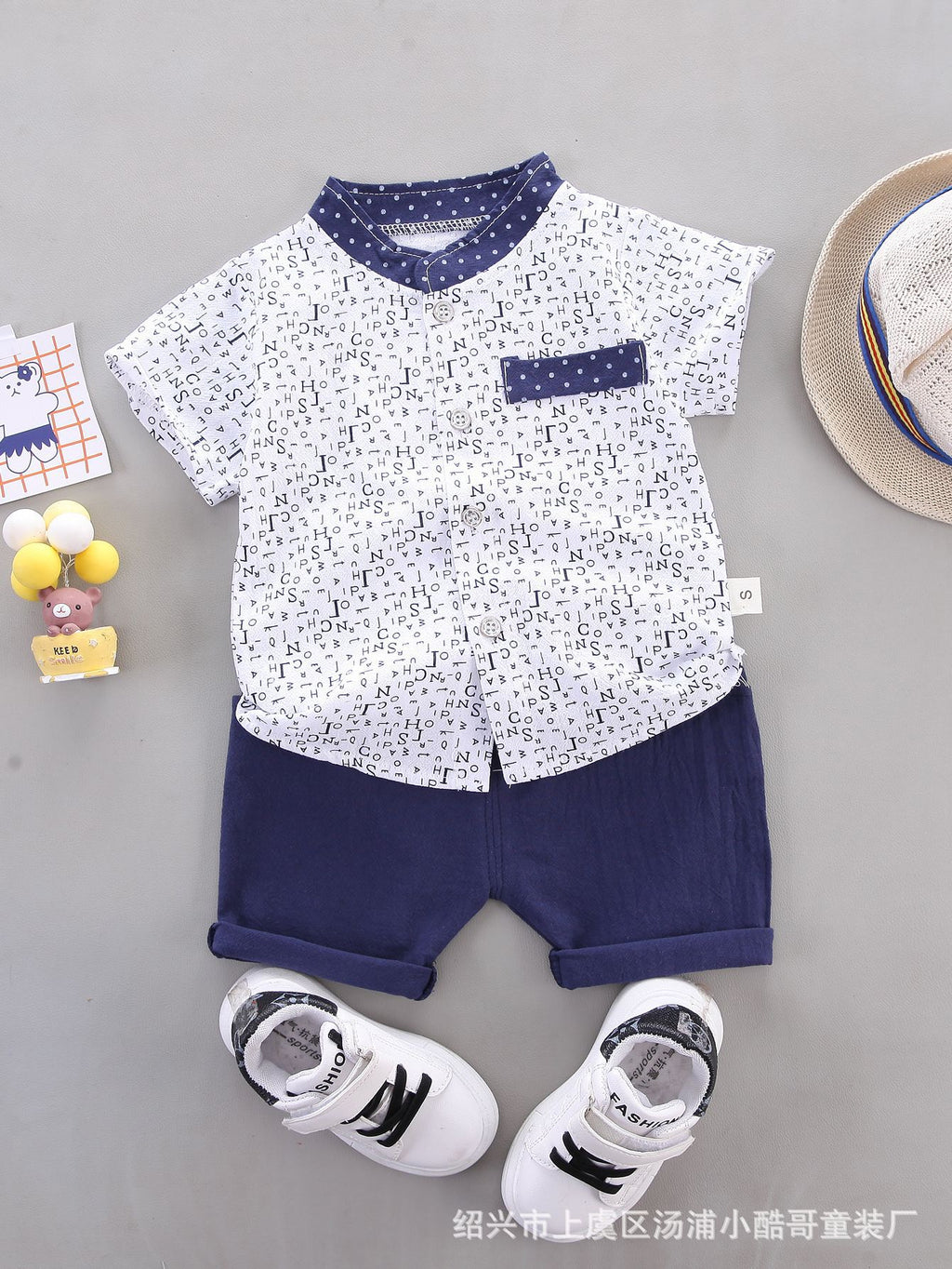 Cross-border children's clothing source manufacturers wholesale summer Korean version of thin baby suits cartoon trendy casual two-piece suits