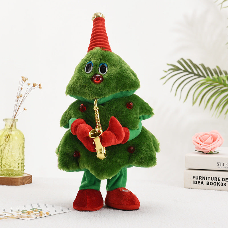 Singing and dancing Christmas tree electric swing plush Christmas toy luminous dancing Christmas tree Christmas Halloween