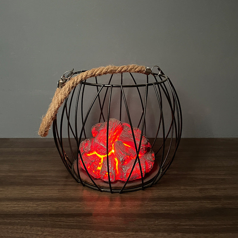 Cross-border European imitation charcoal flame lamp LED decorative lamp iron ornaments Christmas Halloween scene layout props
