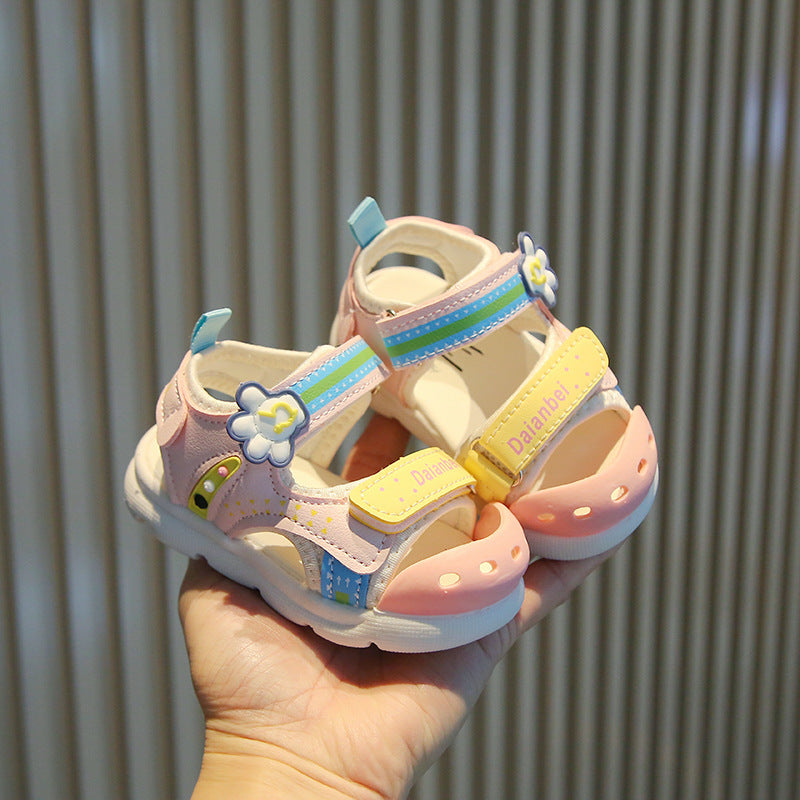 Baby cartoon sandals 2025 summer children's functional shoes boys and girls small and medium children's Baotou beach shoes toddler shoes