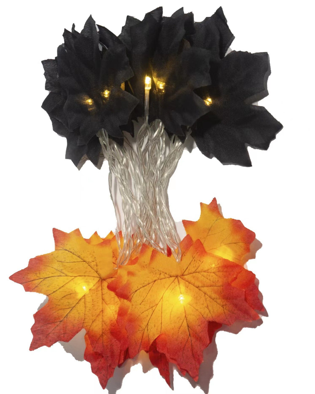 LED Halloween Simulation Maple Leaf Light String Thanksgiving Harvest Festival Holiday Garden Decoration Maple Leaf Pumpkin Light String