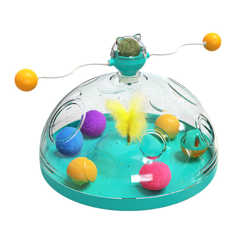 New Amazon pet supplies manufacturers wholesale company cat teaser stick treasure box cat windmill mint ball toy