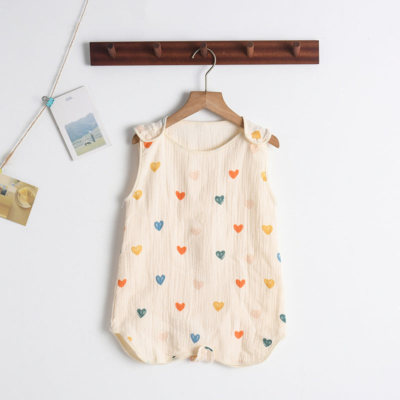 Newborn baby sleeping bag baby gauze sleeping bag children spring and summer thin anti-kick quilt four seasons universal children's pajamas