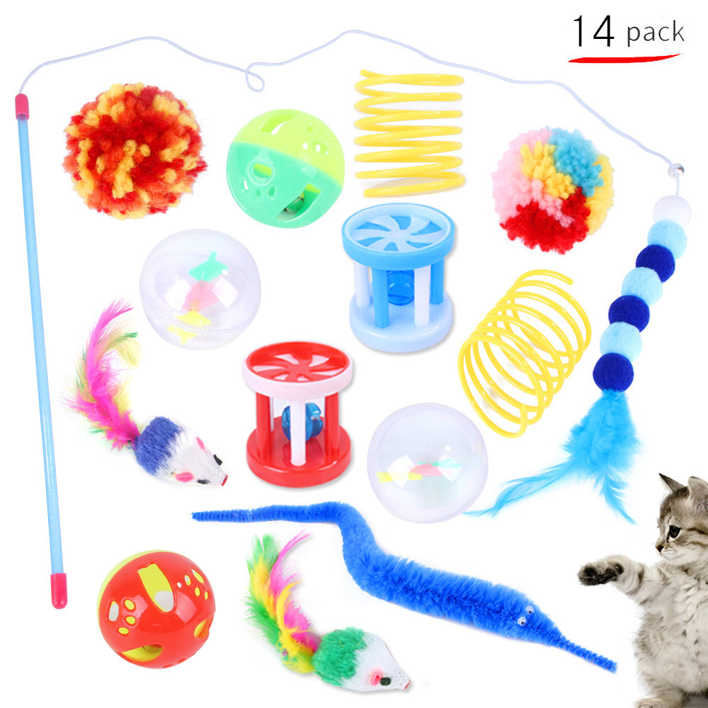 Summary of pet cat toy set 21 pieces cat channel cat teaser plush mouse Amazon combination toy