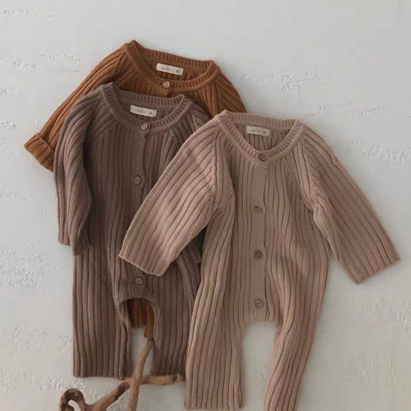Korean style ins style baby autumn and winter clothing for men and women baby long-sleeved knitted one-piece romper sweater outdoor clothing