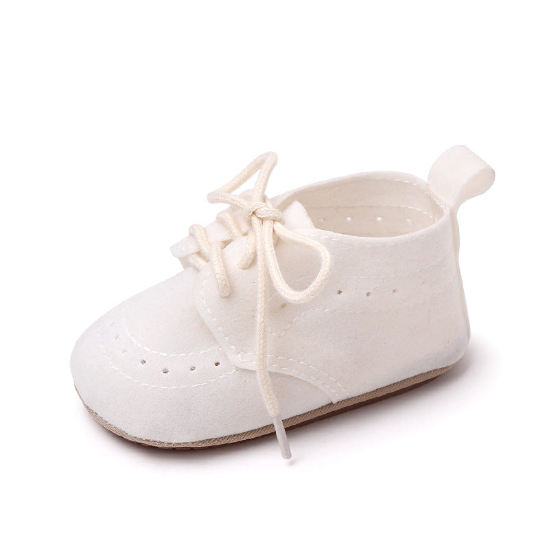 British Style Nubuck Leather Shoes Baby Non-Slip Toddler Shoes Front Lace Up Baby Shoes Wholesale BC2304
