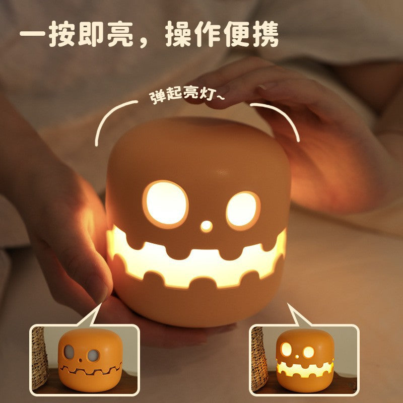 Cross-border Halloween pumpkin night light party decoration USB charging timer funny ornaments atmosphere sleep LED light